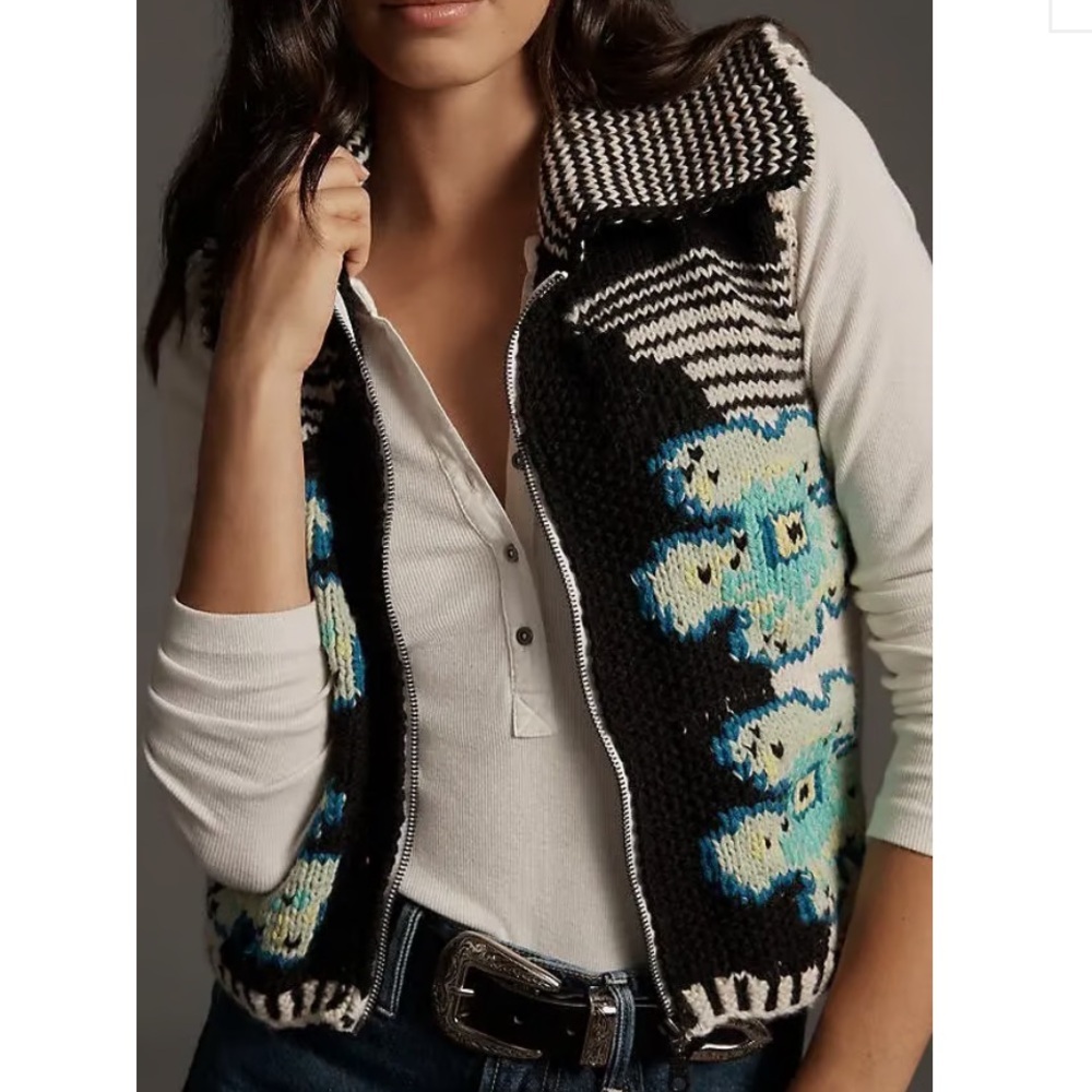 MANDINGA Alpes Hand-Knit Sweater Vest size M - Picture 4 of 10